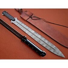 Custom Hand Forged Damascus Steel Roman Gladius Sword, Buffalo Horn Handle picture