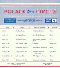 Polack Bros Circus Original 1961 Route Card No. 7 Bessie Polack Louis Stern picture