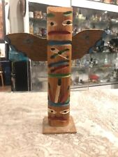 Vintage Boho  Mid Century Modern Indian Carved Wood Totem Pole Statue Decor picture