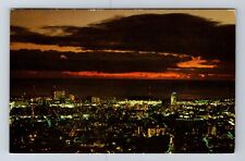 Honolulu HI-Hawaii, Aerial View Honolulu in Evening, Vintage Card c1968 Postcard picture