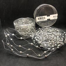 Holiday Christmas Beaded Garland Wire Net Silver 6Ft x 2 Pkg Bendable Home Decor picture