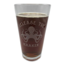RELEASE THE KRAKEN Octopus Beer Pint Glass Engraved Lets Get Sydney Powell picture
