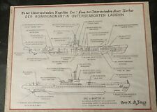 Rare German U Boat Schematic Drawing Framed picture
