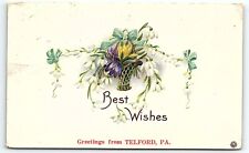 c1910 TELFORD PA GREETINGS FROM TELFORD PA BEST WISHES EMBOSSED POSTCARD P4163 picture