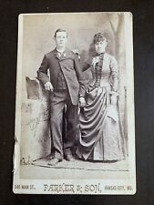 Antique 1890s Parker & Son, Kansas City Missouri Newlywed Couple Cabinet Card picture