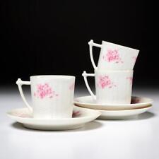 Three (3) Antq. Haviland Limoges France Demitasse Cups & Saucers Pink Flowers picture