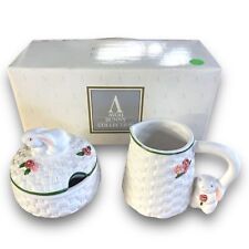 Avon Bunny Creamer/Sugar Set Gift Collection Basket Weave Pattern Easter Spring picture
