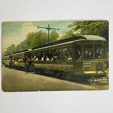 1910 Olcott Beach International Open Train Buffalo News Mezzochrome Postcard picture