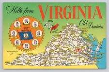 Hello From Virginia Old Dominion Chrome Postcard 1029 picture