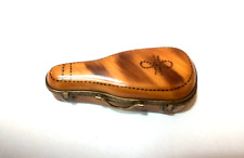 Vintage LIMOGES FRANCE Peint Main Violin Case Hinged Trinket Box - FRANCE picture