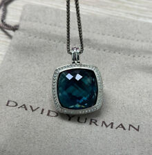 David Yurman Sterling Silver Albion Pendant 20mm London Blue Topaz and Diamonds picture