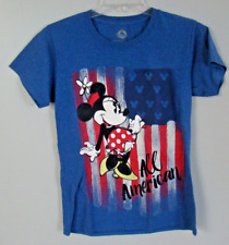 Disney Minnie Mouse Large Blue Shirt All American Flag Ladies short sleeve picture