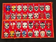 Chinese Beijing Peking Opera Masks 32 Mini Hand Painted Clay In Display Box VTG picture