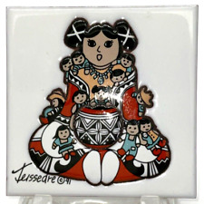 Vintage 1991 Teissedre Native American Art Tile Coaster Trivet Wall Babies 4x4 picture