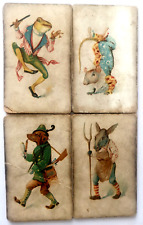 ANTIQUE CARD GAME A. ENGEZ BERLIN METAMORPHIC ANIMALS 32 PLAYING CARDS 1880 picture