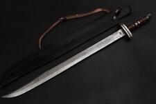 BEAUTIFUL CUSTOM HANDMADE 30 inches DAMASCUS STEEL HUNTING SWORD WITH SHEATH picture
