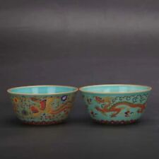 chinese jingdezhen porcelain doucai tea cup : a pair  dragon and phoenix picture
