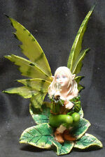 LEAF FAIRY   Green Fairy with Crystal    Statue Figurine H6.25