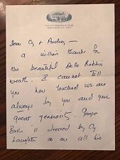 Barbara Bush,Signed Handwritten Note,To: Cy & Audrey Laughter,1982,Bogie Busters picture