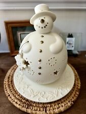 Snowman Tealight Christmas Bisque Roly Poly Winter Decor At Home America picture