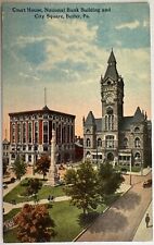 Postcard Butler PA Civil War Monument Court House National Bank City Square picture