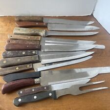 Mixed Lot of 12 Vintage Wood Handled Knives & 1 Carving Fork picture
