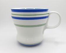 Starbucks 2007 White with Blue & Green Stripes Coffee / Tea Mug Cup 12 oz picture