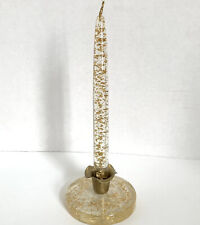 Acrylic Clear Lucite  & Gold Fleck Candle & Holder Base, 9.25