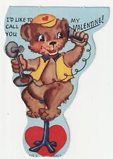 c1950s~Teddy Bear~ID LIKE TO CALL YOU MY VALENTINE~Vintage Bookmark Card picture