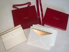 Authentic Cartier Note Card Set, Gold Trim, 10 Cards/Envelopes Bag, Ribbon NEW picture