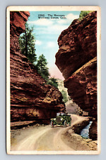 Old Car Passing Through The Narrows Williams Canon Colorado Postcard picture