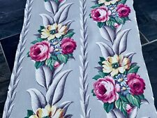 Deluxe ROSES 30s Dove Gray Leafy Glen Court on Barkcloth Vintage Fabric PILLOWS picture