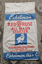Vintage Red Rose Eshelman & Sons 100 LB CHICK MASH STARTER Feed Sack picture