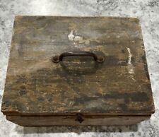 Homemade antique rustic wooden box with hinged lid 8 x 9 3/4 x 5 1/4 picture