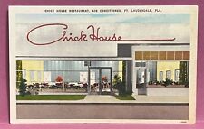 postcard    ~  FORT LAUDERDALE FLORIDA ~ CHICK HOUSE RESTAURANT ~  1940's ~ picture