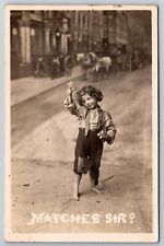 Postcard Bamforth Life Model Series Matches Sir Child Selling Matches  picture