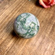 285g Natural Beautiful Moss Agate Sphere Quartz Crystal Ball Healing 56th 59mm picture