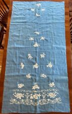 Gorgeous Vintage Antique Hand Embroidered Blue Silk Panel for Dress picture