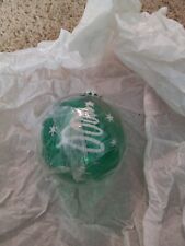 Green/White Bronner’s Christmas Ornament Glass Ball Frosted Tree W/Box picture