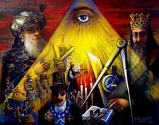 Unique MASONIC MYSTICAL PAINTING Metaphysical PYRAMID OF LIGHT by ARI ROUSSIMOFF picture