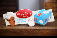 Vintage Wayne Dairy Vanilla Ice Cream Sign store counter display diner cone milk picture