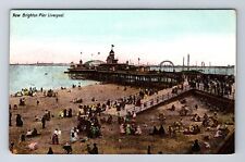 Liverpool-England, Aerial New Brighton Pier, Antique, Vintage Postcard picture