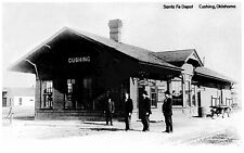 Postcard Railroad Train Station Depot Cushing, Oklahoma OK RPPC Reprint #10028 picture