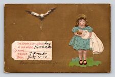 Antique Postcard Stork It's a BOY Baby Delivery Carpenter Iowa IA 1910 Vintage picture