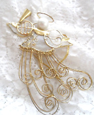 Vintage Victorian Style Ornament - GOLD WIRE & CAPIS SHELL ANGEL w/PEARL HEAD 5