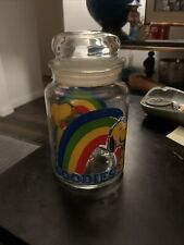 Vintage 1965 Peanuts Snoopy Woodstock Rainbow Goodies Glass Candy Jar picture