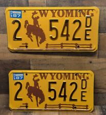 Vintage Wyoming License Plates Tags 1987  Original Authentic picture