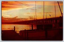 Ocean City Maryland Sinepuxent Bay Bridge Sunset 1963 Postcard picture