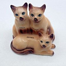 Vintage Ceramic Siamese Cats Coin Bank Pennies Nickels Dimes picture