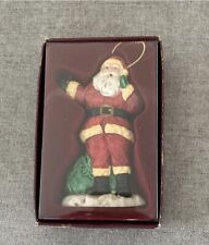 Vintage RUSS Christmas Ornament Porcelain Santa 5569 St Nick With Green Sack picture